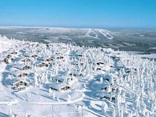 L'hôtel et les chalets d'Iso Syöte se trouvent au sommet de la colline la plus méridional de la Laponie finlandaise