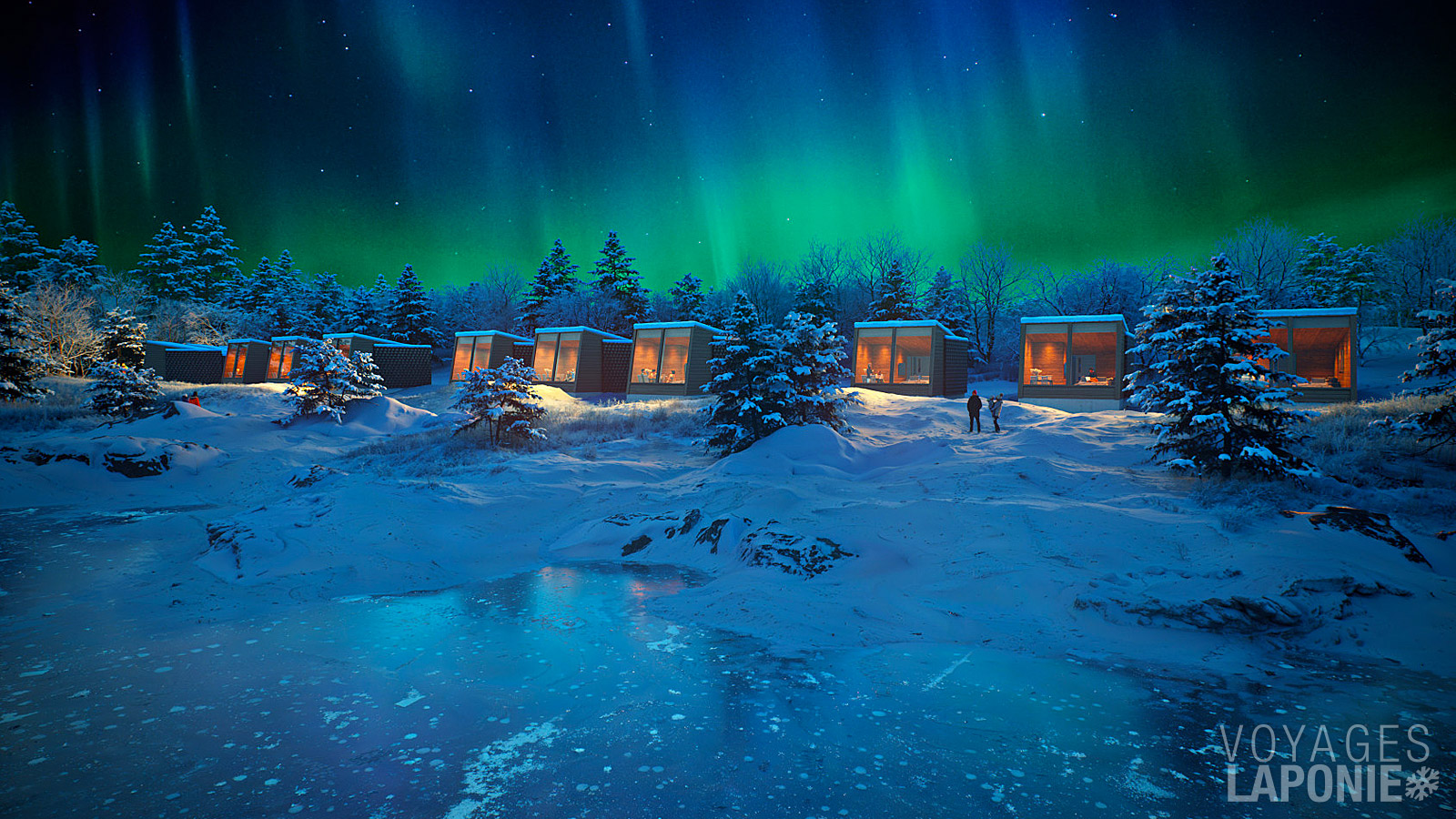 À Jeris, offrez-vous en option une nuit dans un Arctic Sky Nest, équipé de grandes baies vitrées pour profiter pleinement des paysages lapons