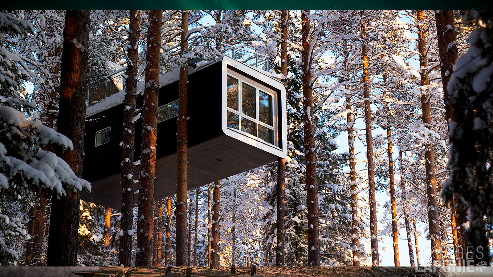 En option, offrez-vous une nuit supplémentaire dans l’une des cabanes perchées emblématiques du Treehotel