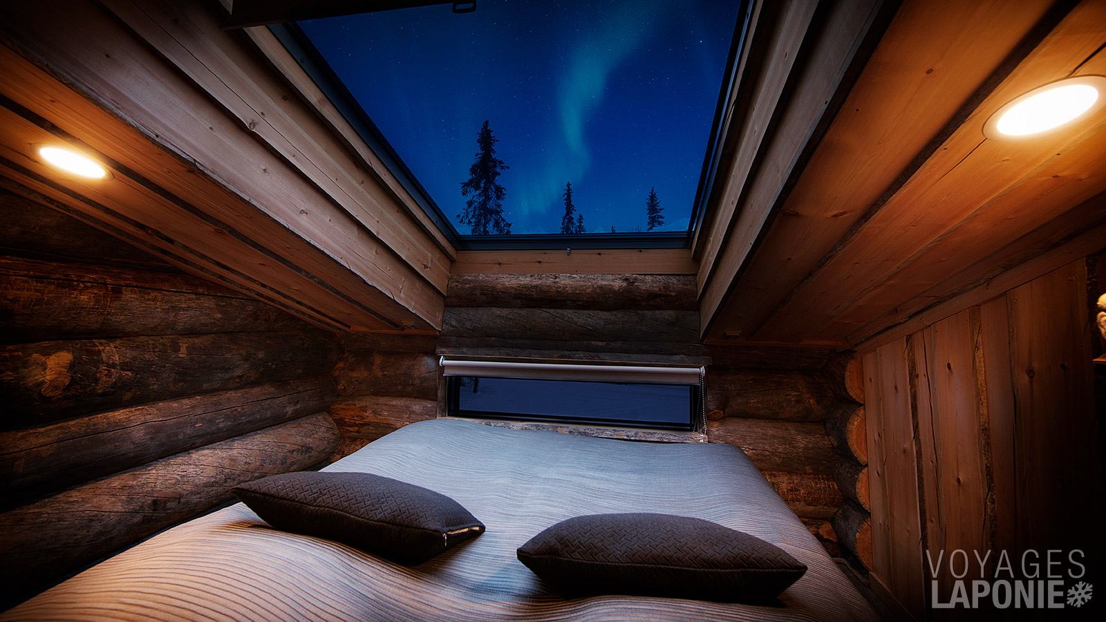 Par la fenêtre au-dessus de votre lit, vous pourrez admirer le ciel étoilé la nuit, et peut-être même apercevoir les aurores boréales